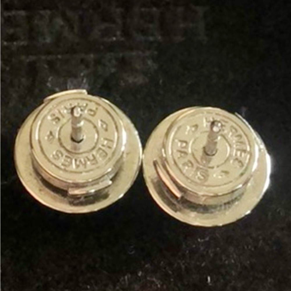 Hermes Herms Orange Post Eclipse Earrings Guarant… - image 2